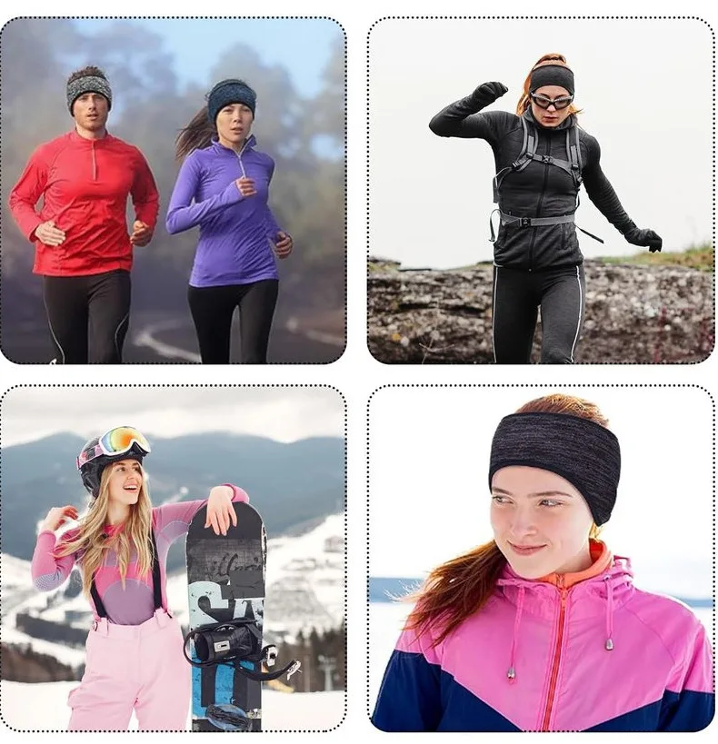 Outdoor Sport Haar Schweiß Fleece Ohr Abdeckung Frauen Männer Laufende Stirnband Ohr Wärmer Winter Schweißband Ohrenschützer Yoga Stirnband – Detail 16