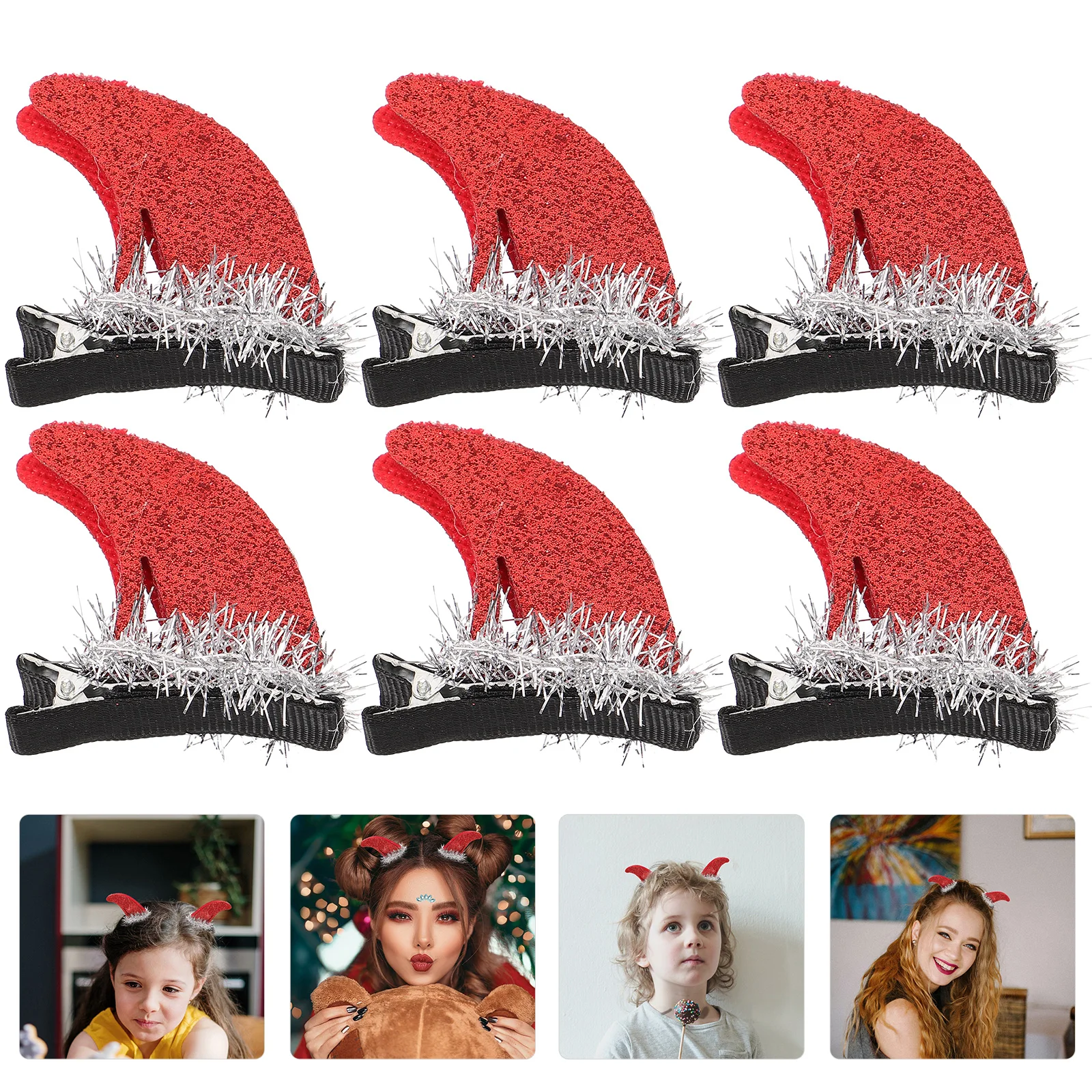 

3 Pairs Horns Headdress Demon Clips Halloween Hair Accessories Women Cosplay Trumpet Hairpin