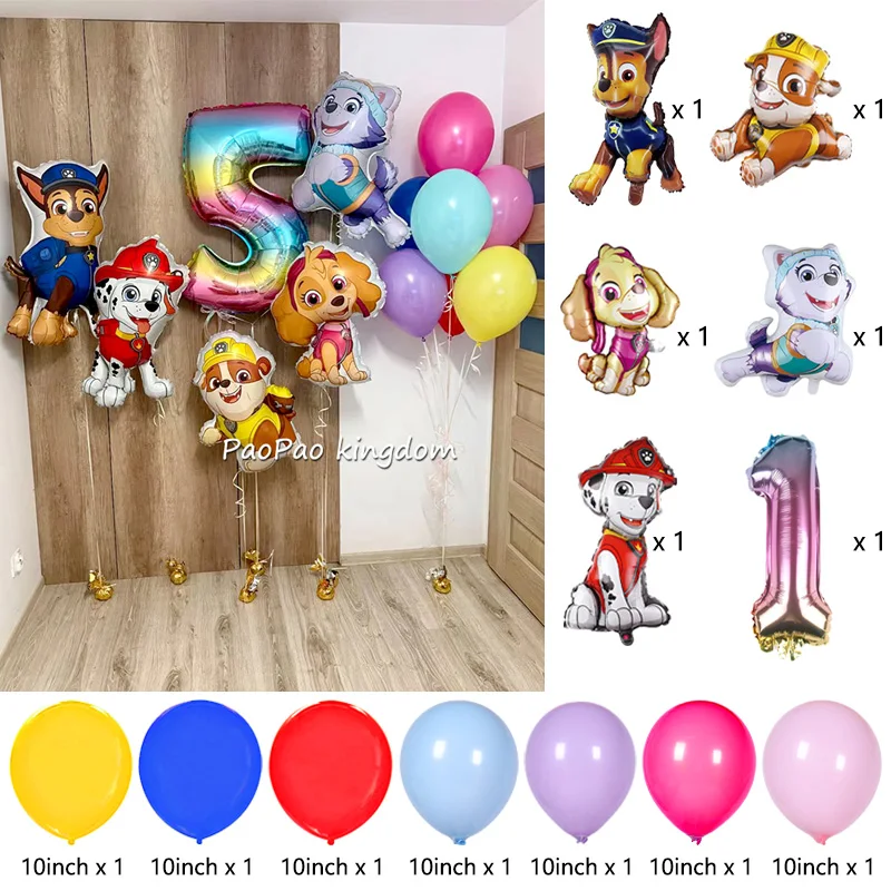 Anime Paw Patrol Aluminum Foil Balloons Set Number Birthday for Kids Birthday Party Decoration Baby Shower Gifts Supplies