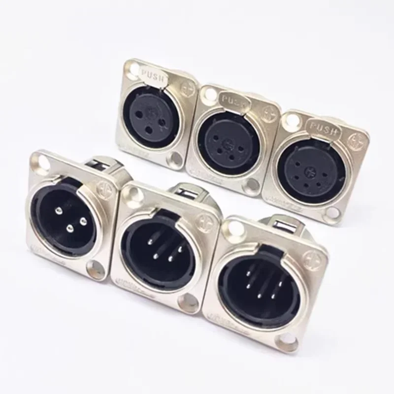 5/20/100Pcs Copper Metal Male Plug Female Jack 3/4/5 Pin XLR Connector XLR Panel Socket for Audio Microphone