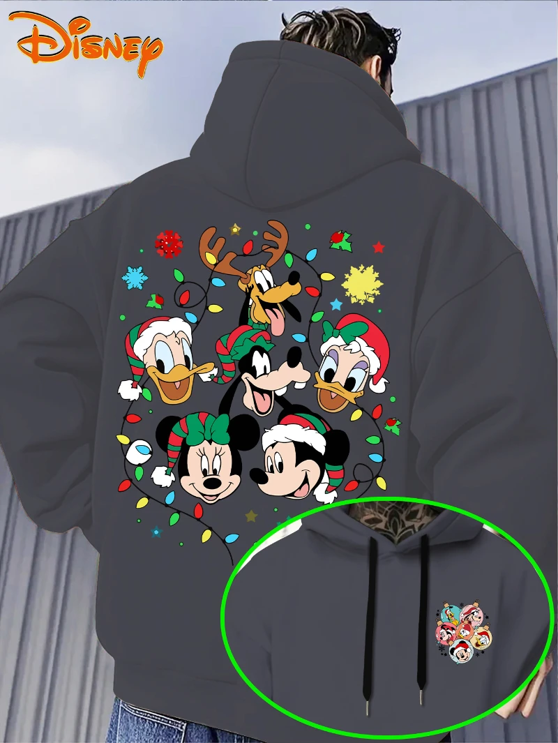 سويت شيرت رجالي بقلنسوة مع بلوفر بنمط كرتوني لعيد الميلاد، تصميم جيب أمامي، سويت شيرت بقلنسوة مناسب للارتداء الكاجوال #6