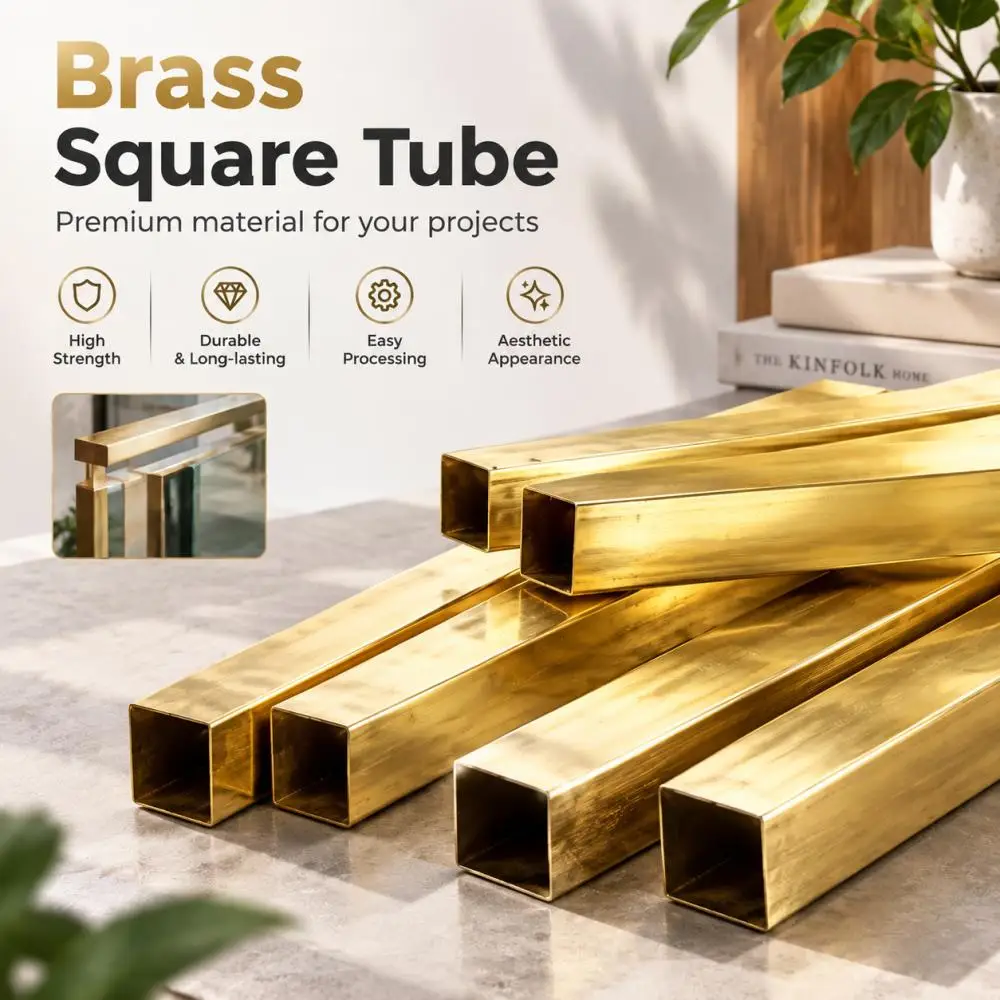 1pcs Hollow Brass Square Tube Pipe 250mm Length 6-20mm Diameter Metal Tubing for Model Making DIY Craft