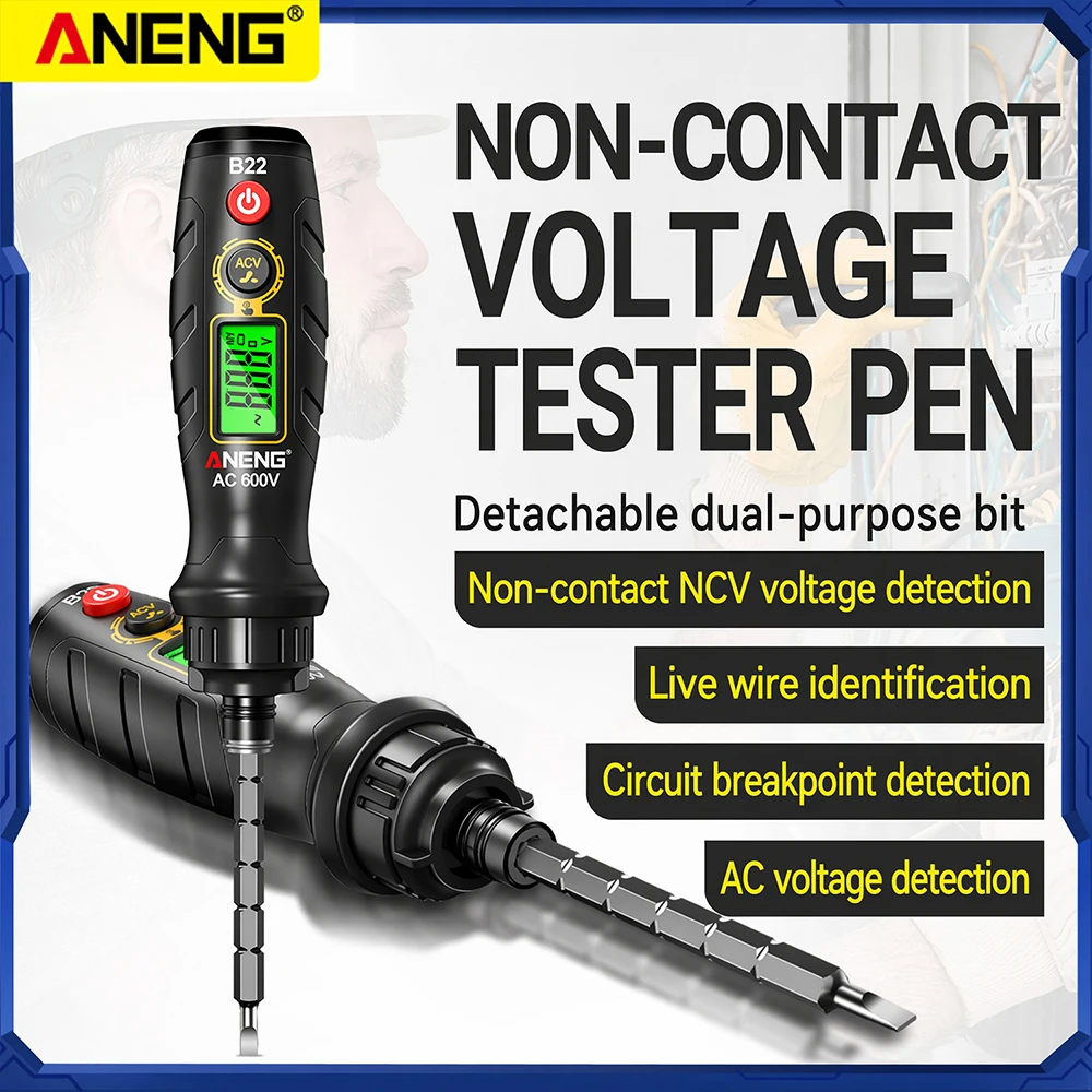 ANENG B22 Digital Voltage Test Pen Non-contact AC 30~1000V Rechargeable Detection Household DIY Electrician Repair Tool