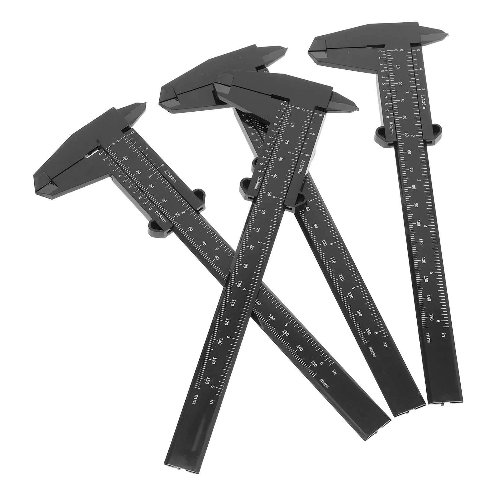 

4Pcs 150mm Adjustable Plastic Caliper Clear Scale Markings for Accurate Readings in Various Tasks Black Metric Pocket Caliper