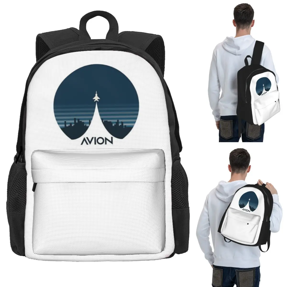 Aviation Fighter Aircraft Above The City Student Backpack School Bag Hiking Travel Daypack for Boys Girls Bookbag Shoulder Bags