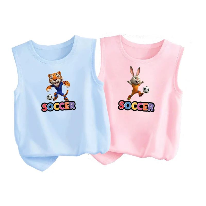 Children Summer Football Vest Cartoon Animal Tank Tops for B