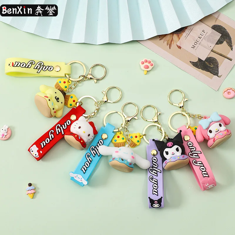 10pcs Sanrio Kuromi Cinnamoroll Anime Figure Key Chain Pendant Glue Dropping Cartoon Doll Exquisite Gift Kawaii Girl Bag Pendant