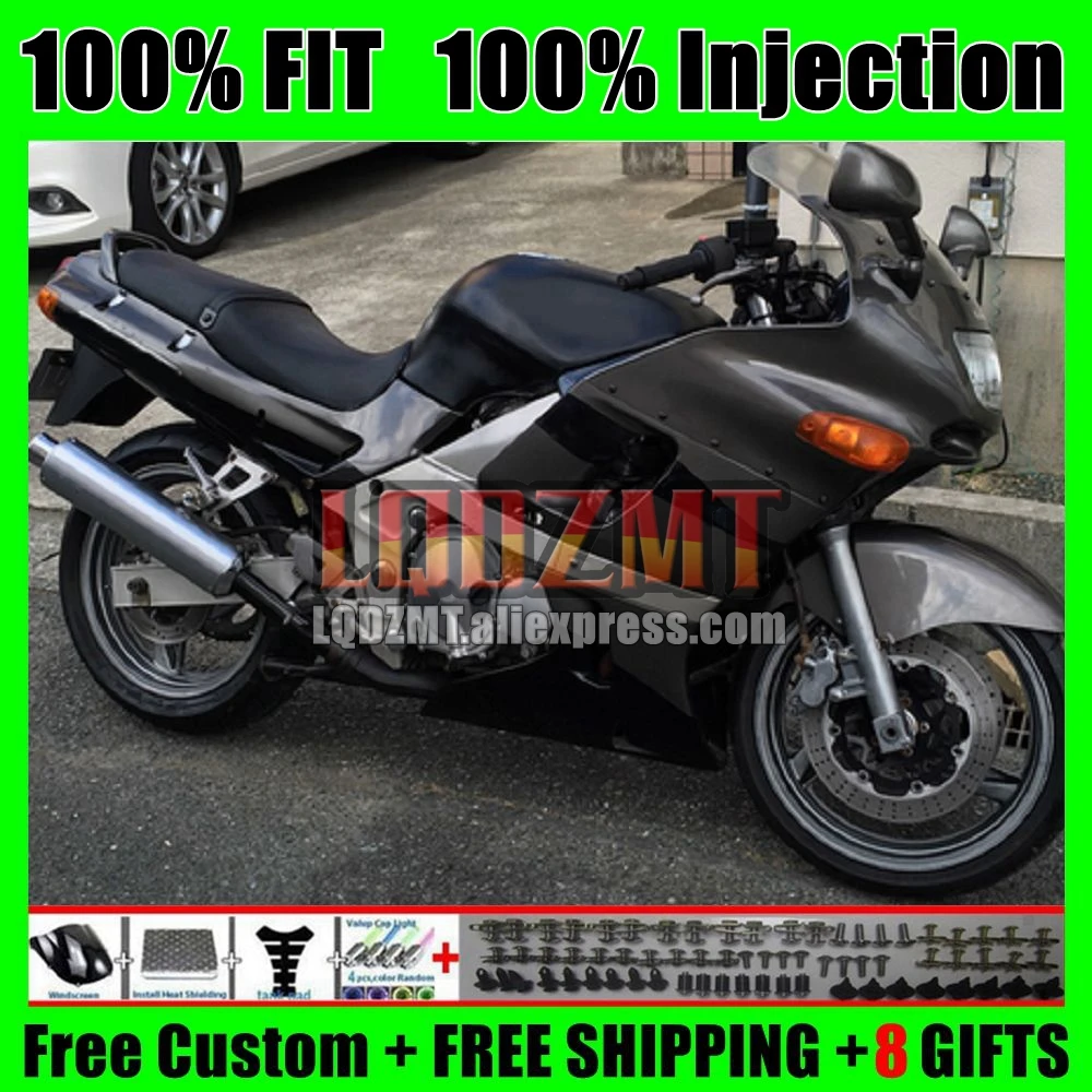 OEM Body For KAWASAKI NINJA ZZR 400 ZZR400 93 Grey black 95 96 97 98 99 77No.12 ZZR-400 2000 2001 2002 2005 2006 2007 Fairing