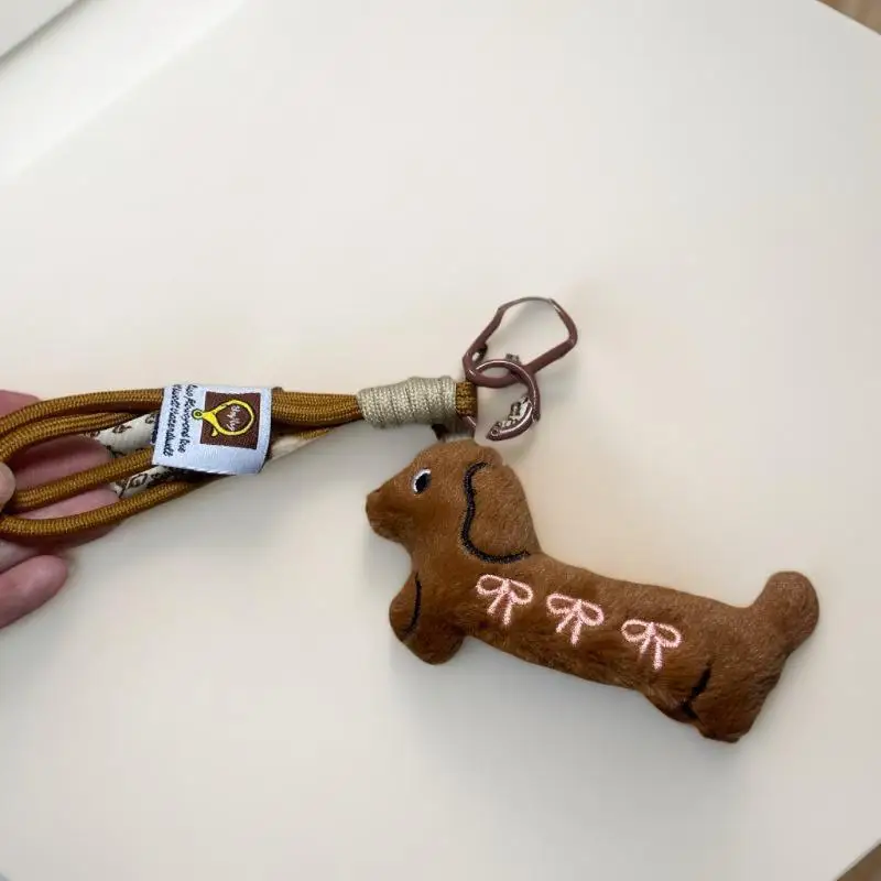 Cartoon Animal Dog Dachshund Plush Keychain Puppy Stuffed Keyring Cute Key Holder Pendant Bag Hanging Decoration Gift