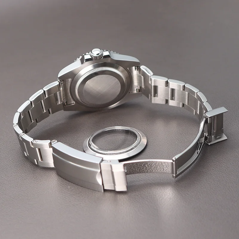 Custodie e cinturino per orologi impermeabili argenteo 40mm 200M per Nh35 Nh36 Nh34 nh70 Miyota 8215 Eta2824 Movt sub gmt custodie Vetro zaffiro