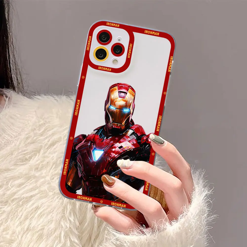 Avengers Marvel Hero Iron Man Phone Case For Apple iPhone 15 14 13 12 11 XS Pro Max 16 8 7 Plus X XR Transparent Cover Cqoue