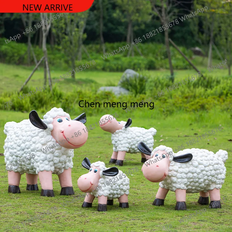 z183 cartoon curly wool sheep sculpture outdoor garden landscape shopping mall