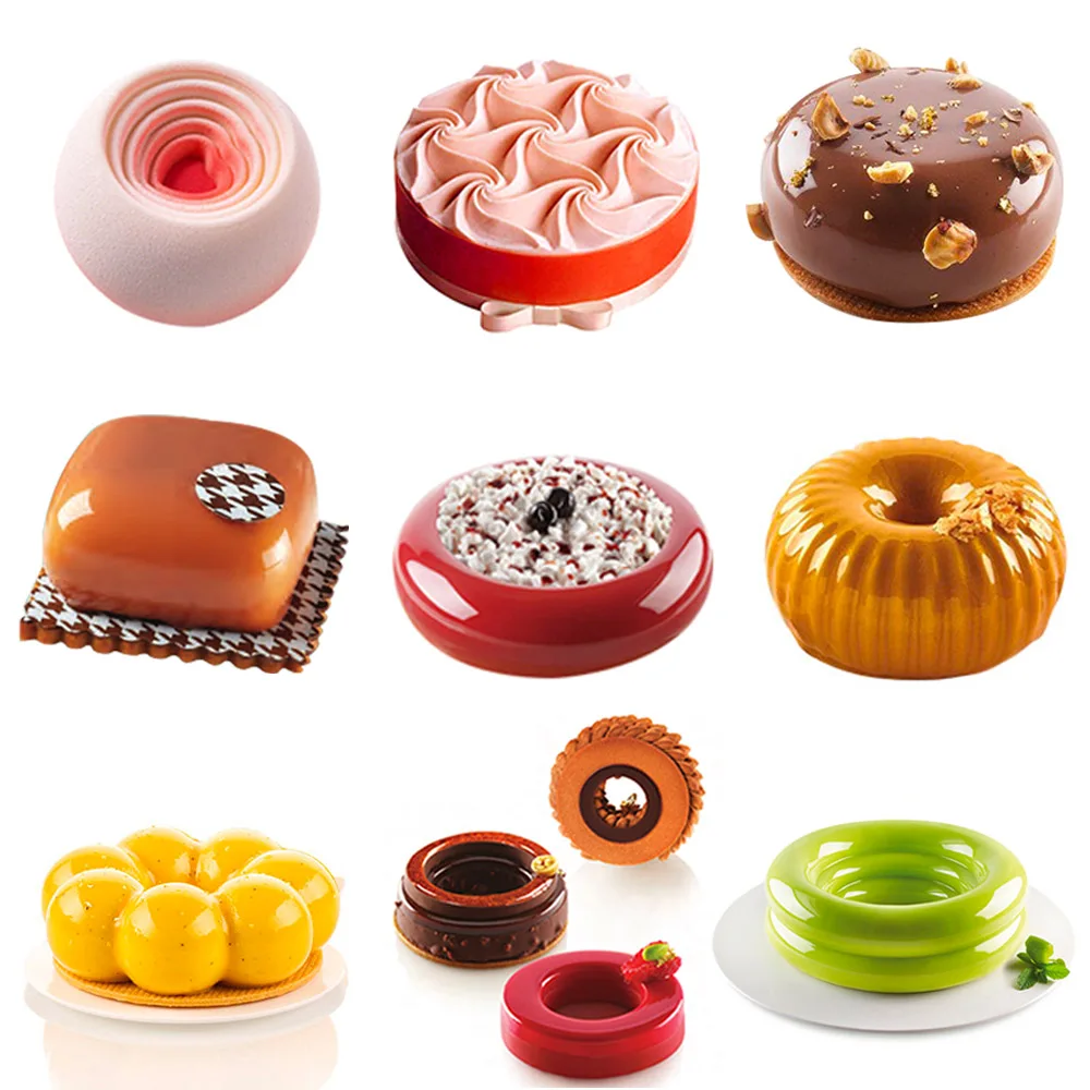 

3D Silicone Cake Mold for Baking Cupcake Mousse Dessert Pan Bakeware Square Round Flower Cake Decorating Moulds Tools Tray