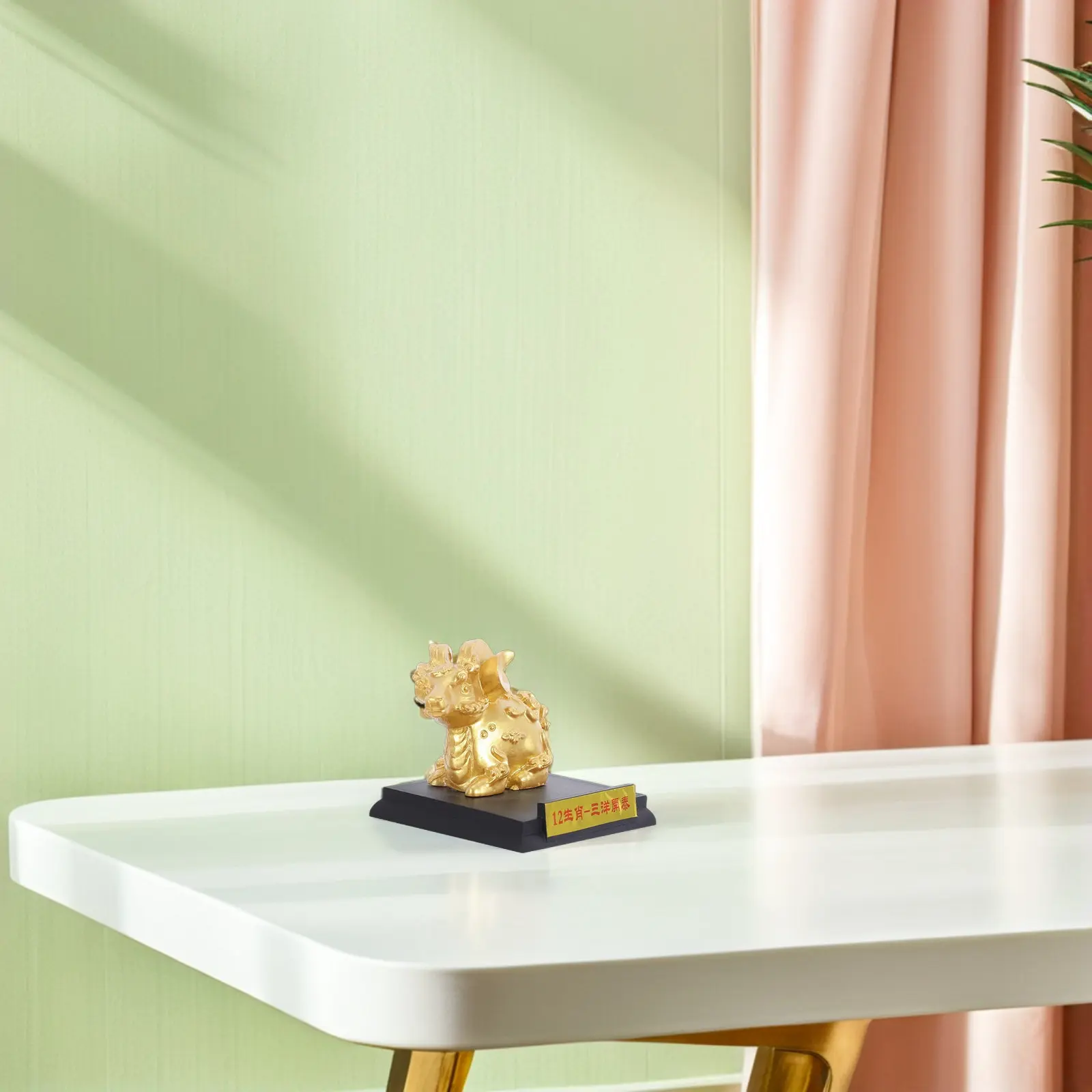 2027 Resin RAM Year of The Goat Sculpture Chinese Zodiac Desktop Decor Golden Lucky RAM Ornament Chinese New Year Goat Figurine