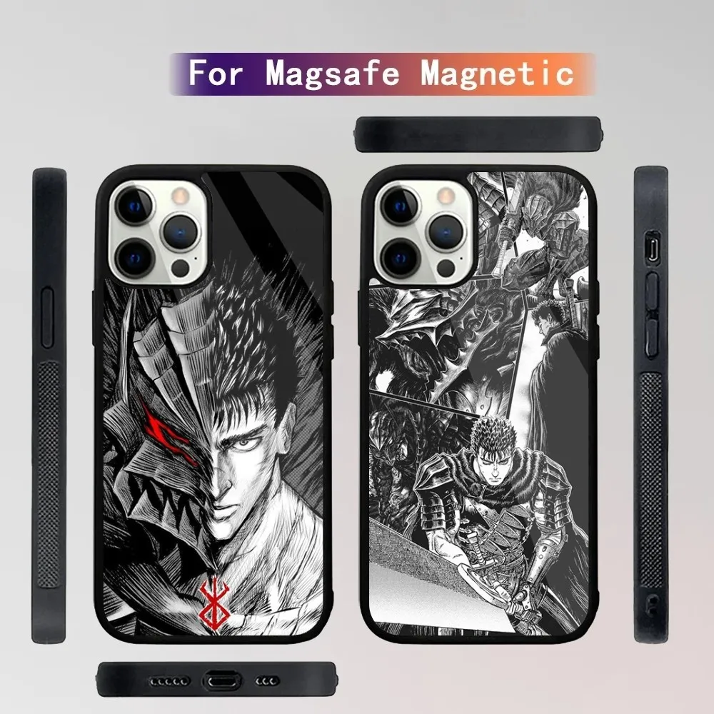 Berserk Guts Hot Blood Anime Phone Case For iPhone 16,15,14,13,12,11,Plus,Pro,Max Mini Magsafe Magnetic Wireless Charging