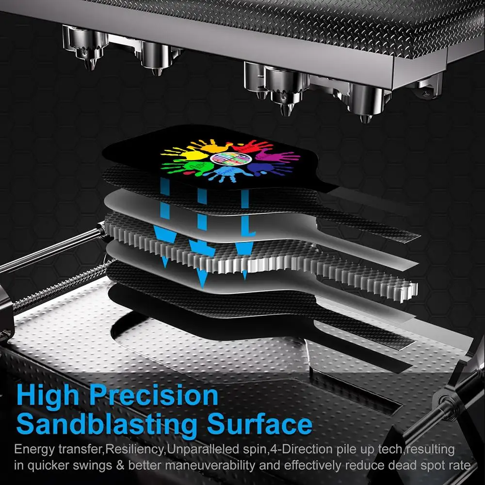 Головоломка с поддержкой аутизма Pickleball Paddle T700, цельный корпус из углеродного волокна, термоформованный сотовый сердечник 16 мм, сумкой и лентой для захвата