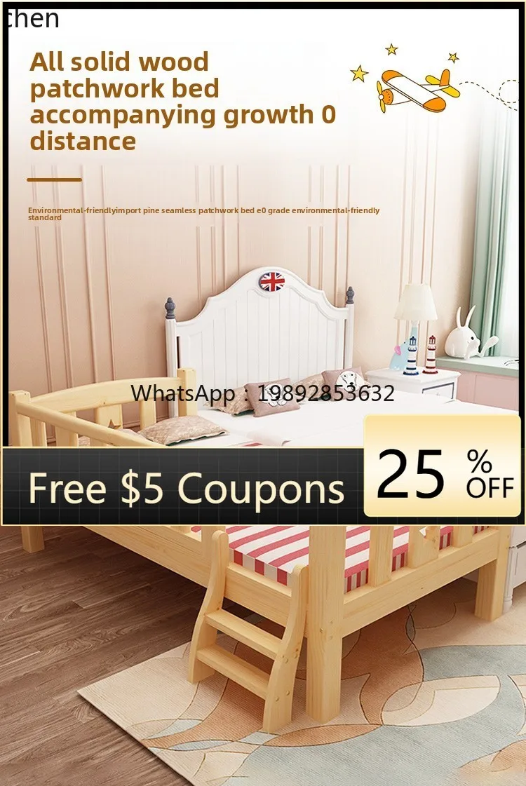 splicing bed widened solid wood flat splicing bedside enlarged artifact adults can sleep splicing bed