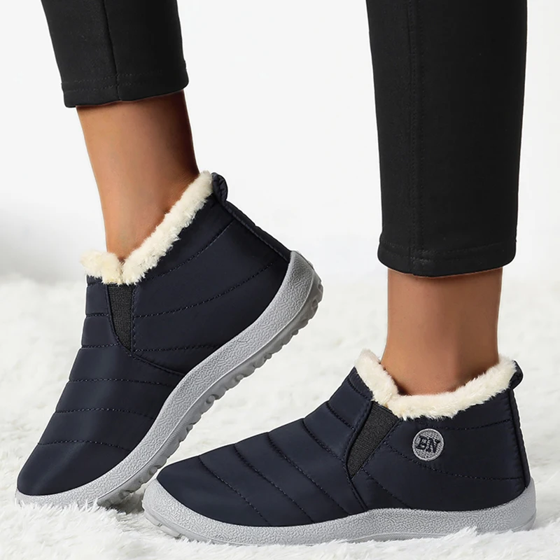 2024 Shoes Sneakers Women Winter Waterproof Solid Chunky Sneakers Trainers Platform Shoes Ankle Walking Mujer Shoes Woman