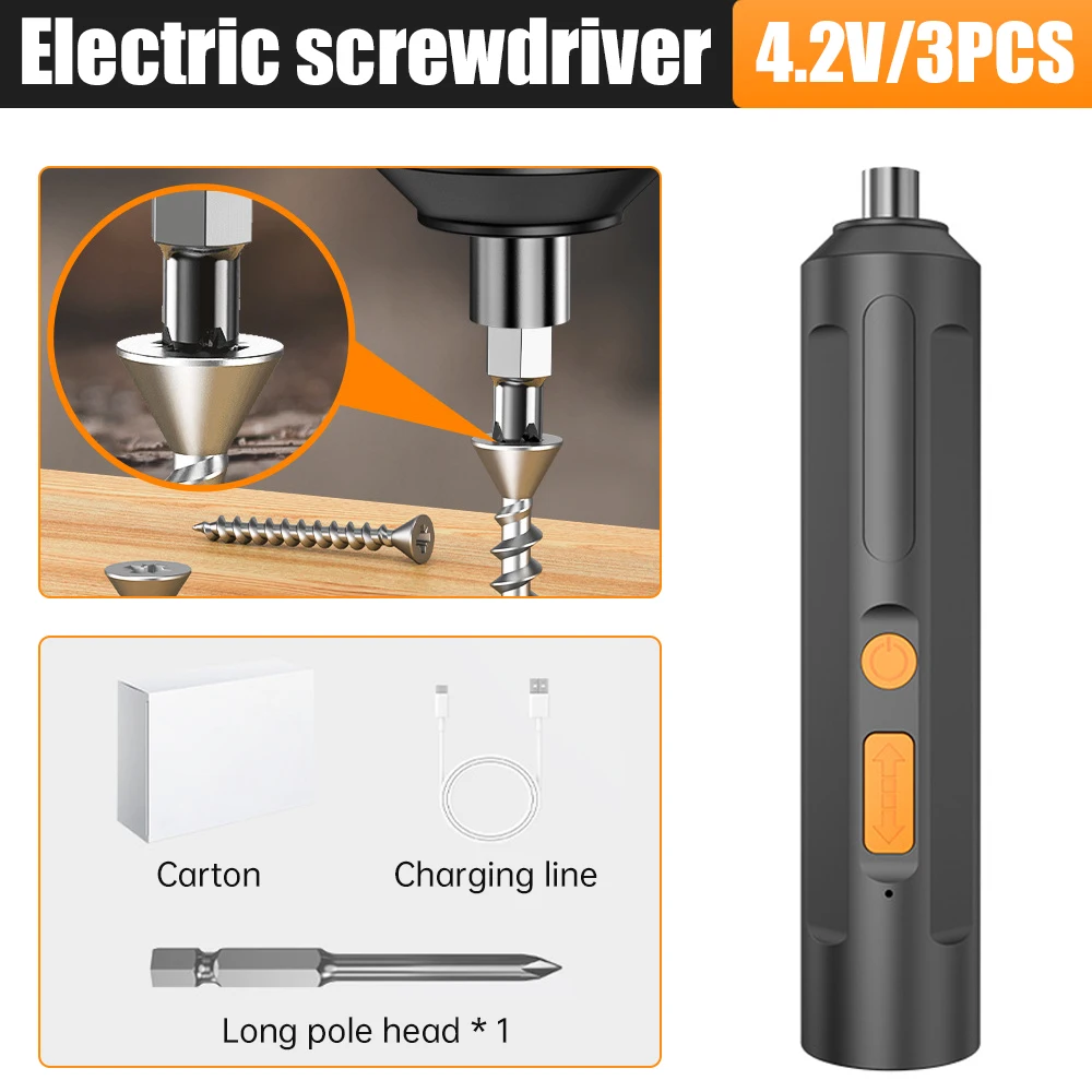 Portable Electric Screwdriver Kit Rechargeable Household Mini Cordless Hand Drill with Drill Bits Practical Home Repair Tool