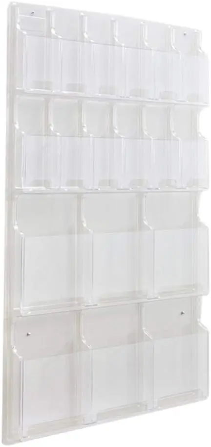 Reveal Magazine & Pamphlet Display, Clear Literature Rack, Fits 12 Pamphlets & 6 Magazines, Wall-Mounted Brochure Holder