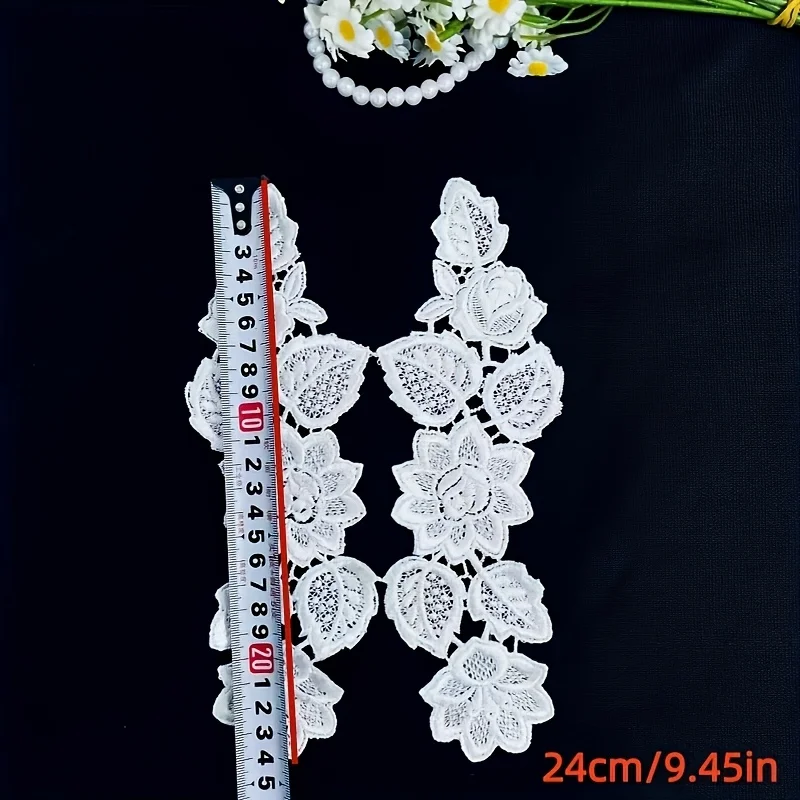 2PCS Rose petal lace embroidery appliqués, floral patches, suitable for wedding dresses and DIY sewing for handmade items
