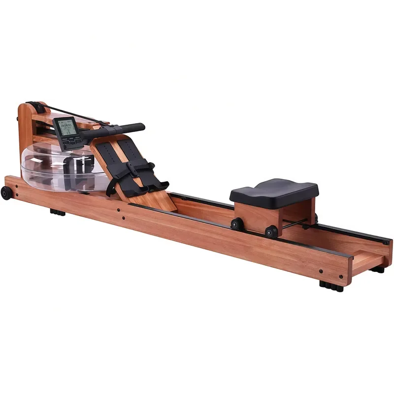 Adjustable Wood Water Rowing Machine Imported Solid Wood Home Gym Aerobic Fitness Equipment with LED Display Resistance