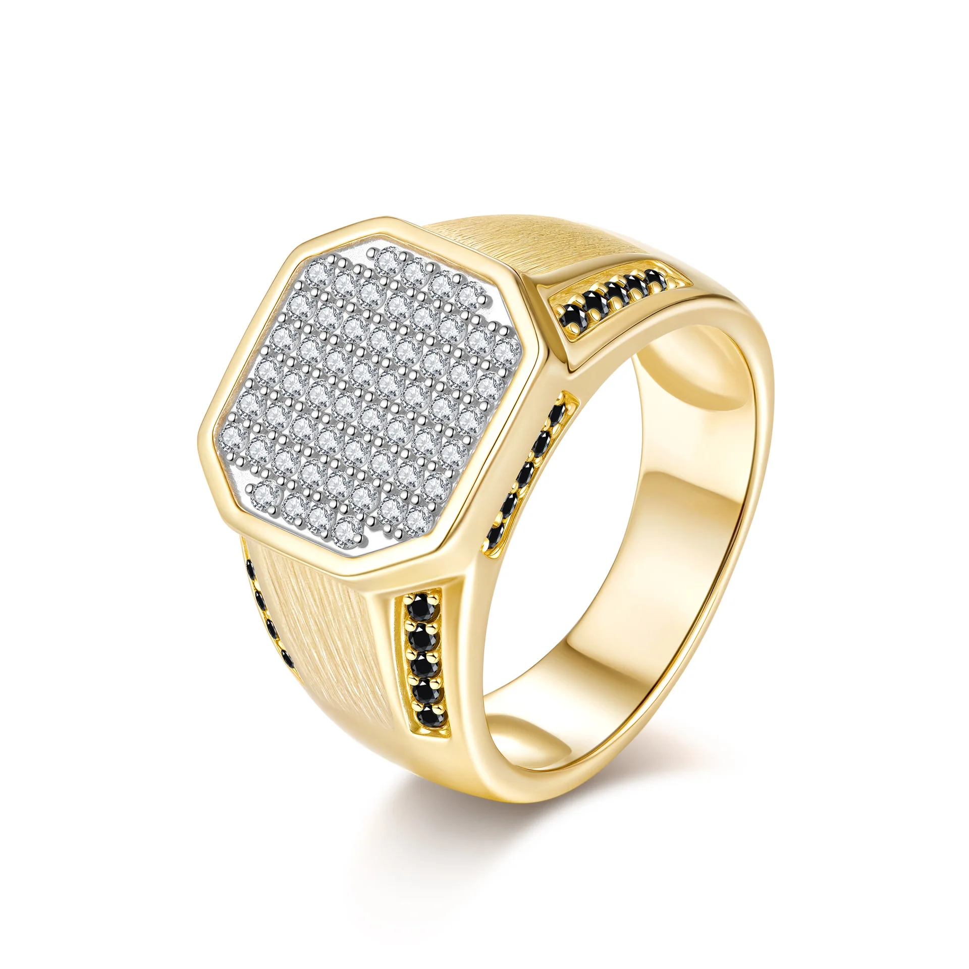 

Luxurious 14K Gold Moissanite Ring Brushed Elegant for Women Platinum Pt950 Wedding Rings Fine Jewelry Gift