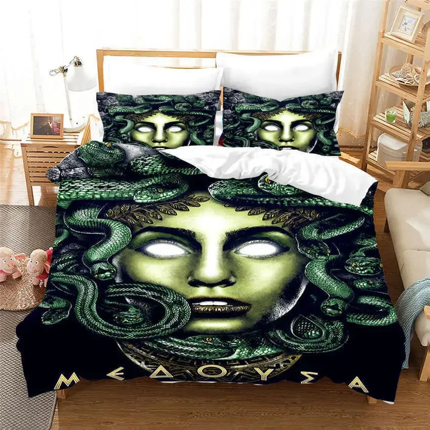 Wonderful Medusa In Myth 3D Duvet Cover Set Greek Mythology Figurine Medusa Themed Bedding Sets Full/Queen Size Comforter Cover