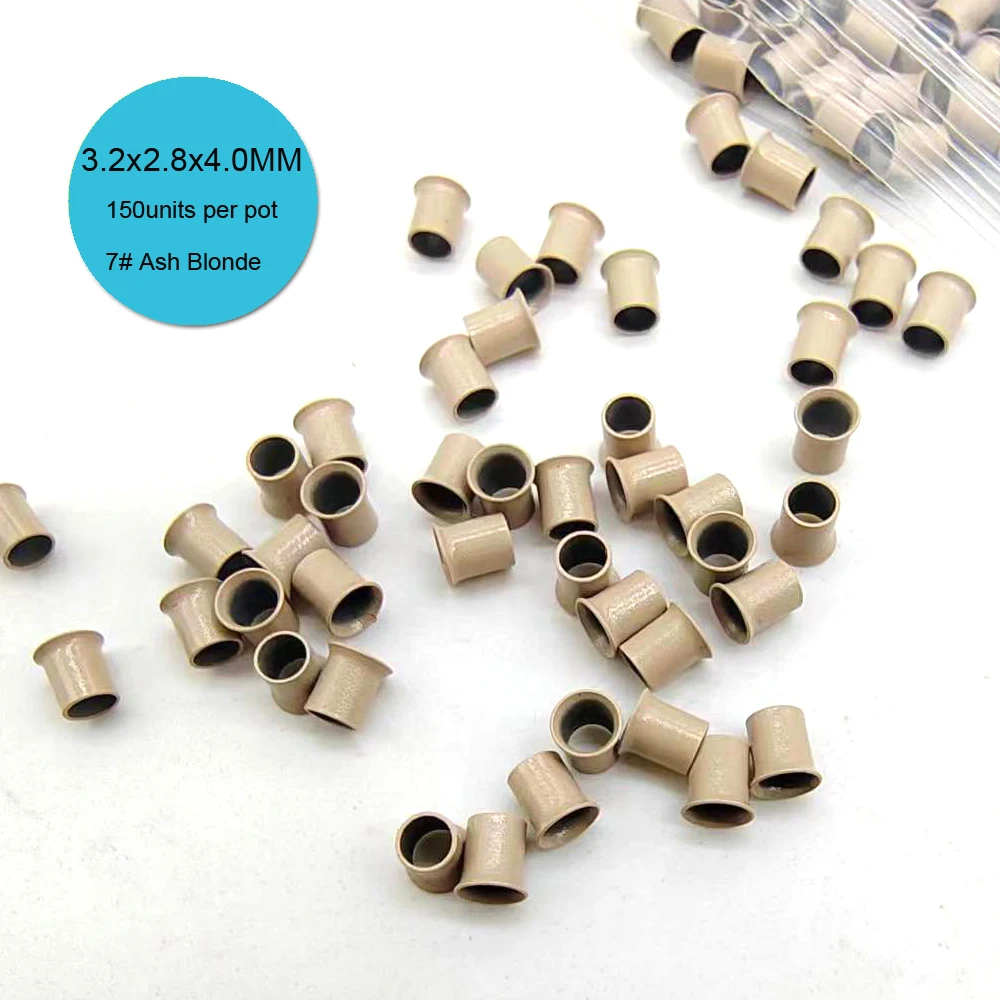 150 Units Micro Bead Links for Hair Extensions Mini Locks Ring Bead Easily Copper Tubes 3.2x2.8x4.0mm Hair Extension Accessories