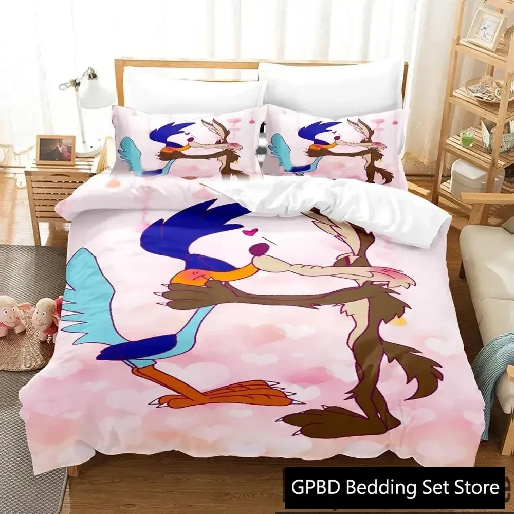 

3D Print Cartoon Wile E Coyote Road Runne Comfortable Duvet Quilt Cover Pillowcase Bedding Set Bedroom Decoration Home Textile