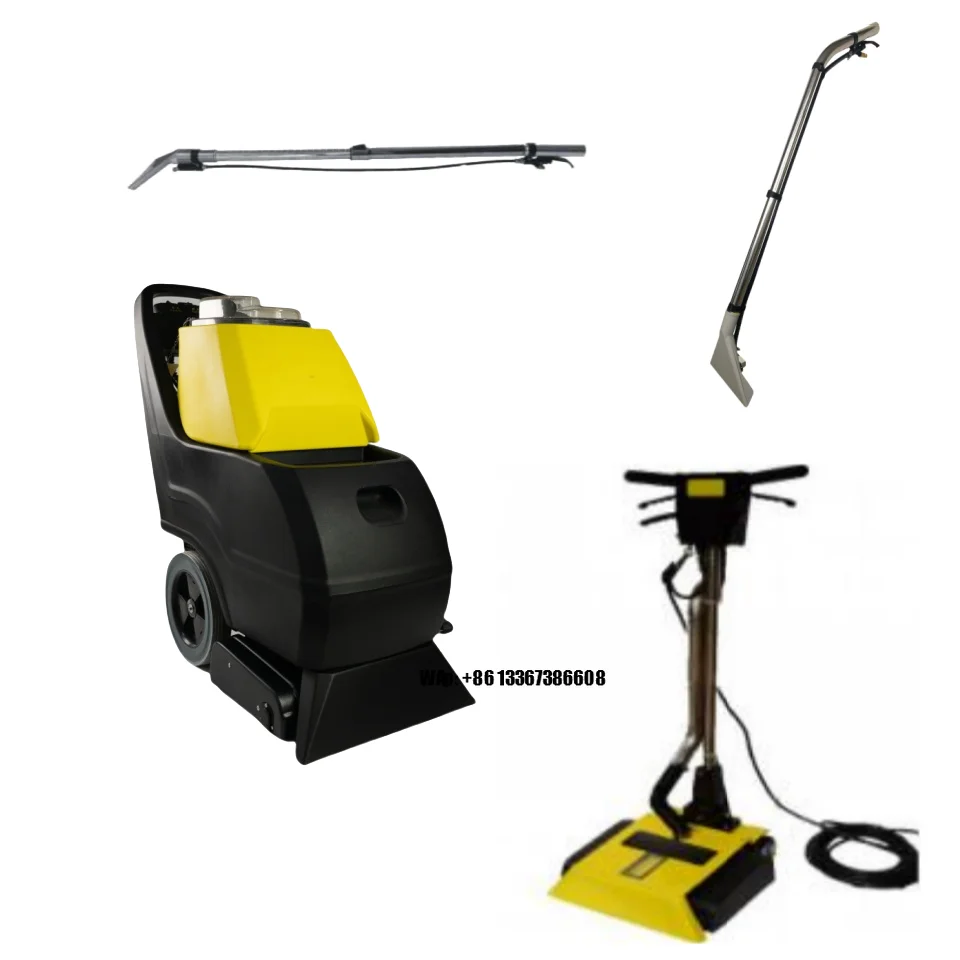 يقوم المكانس التجارية الرطبة والجافة في الفنادق بتدمج تنظيف الرش والاستخلاص مع منظفات السجاد الصناعية #1