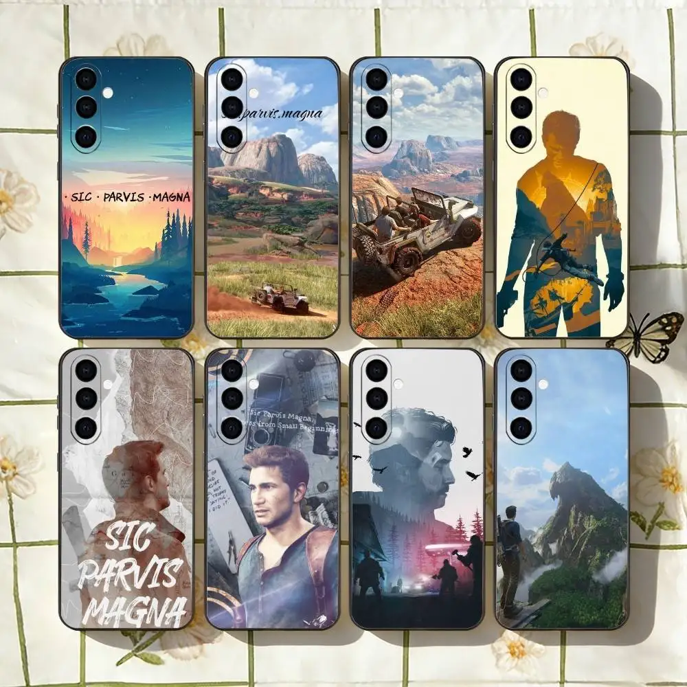Funda de teléfono S-Sic Parvis Magna Uncharted para Samsung Galaxy A73,A72,A71,A70,A53,A52,A51, funda negra de silicona suave