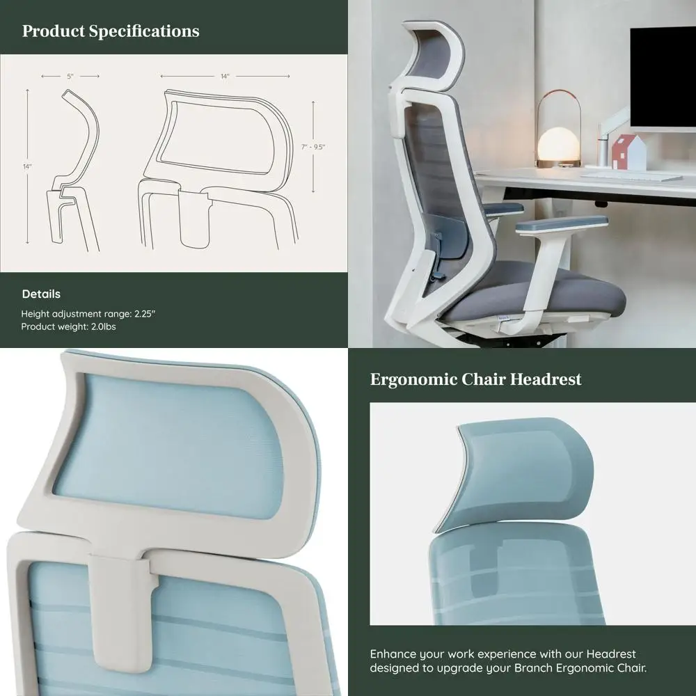

Эргономичный подголовник для кресла - регулируемая высота для индивидуального комфорта шеи и головы - светло-голубой