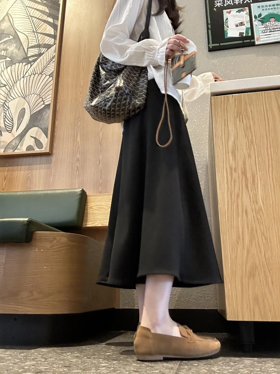plus Size Casual A-Line Skirt Women's Fashion Art Slimming Autumn Season Versatile Umbrella Skirt Commute Korean Style