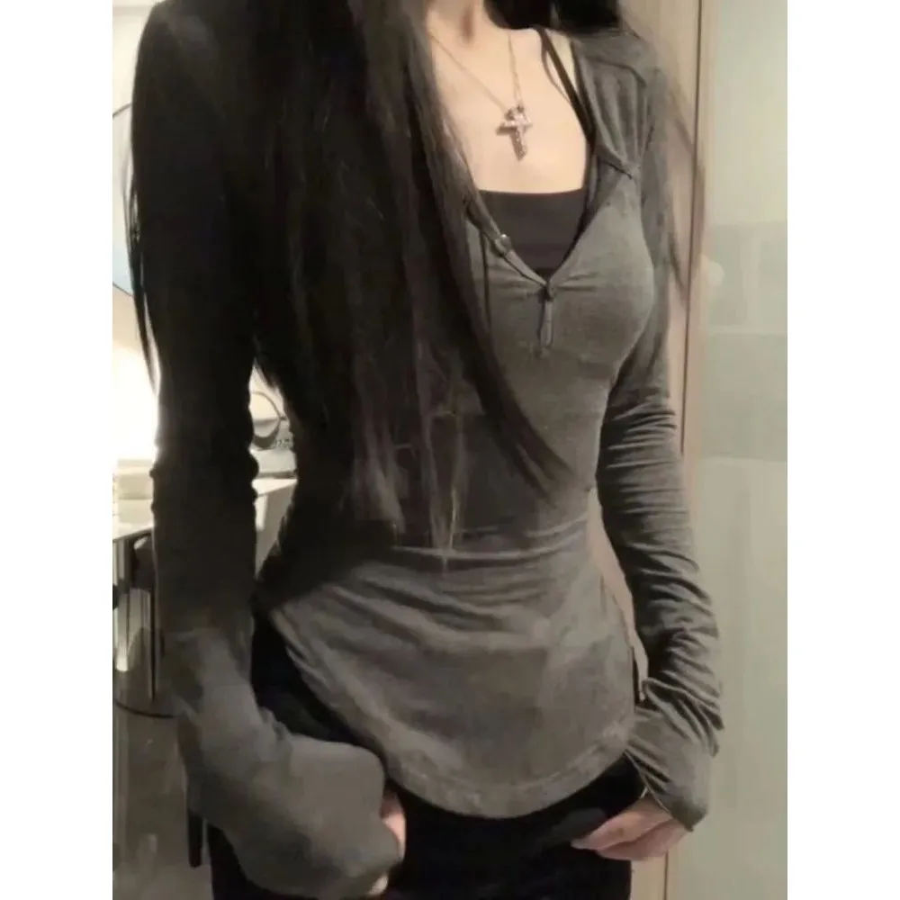 

Женский трикотаж Slim Fit Long Sve V-Ne Y2K Sle, Новое поступление, осенний сезон 2022, модный повседневный удобный топ