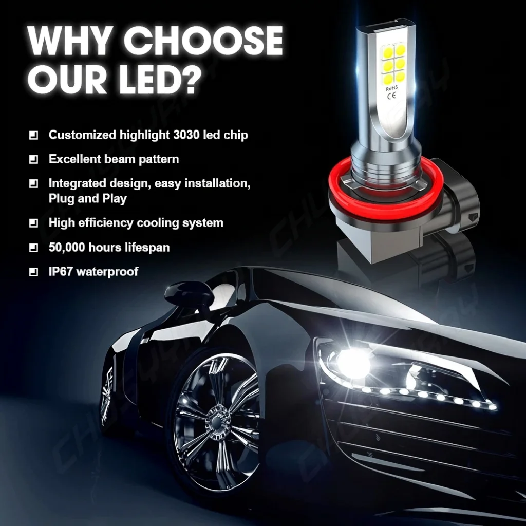 For GMC Acadia 2013-2019 -4X LED Headlight High/Low Beam + Fog Light Bulbs 6000K
