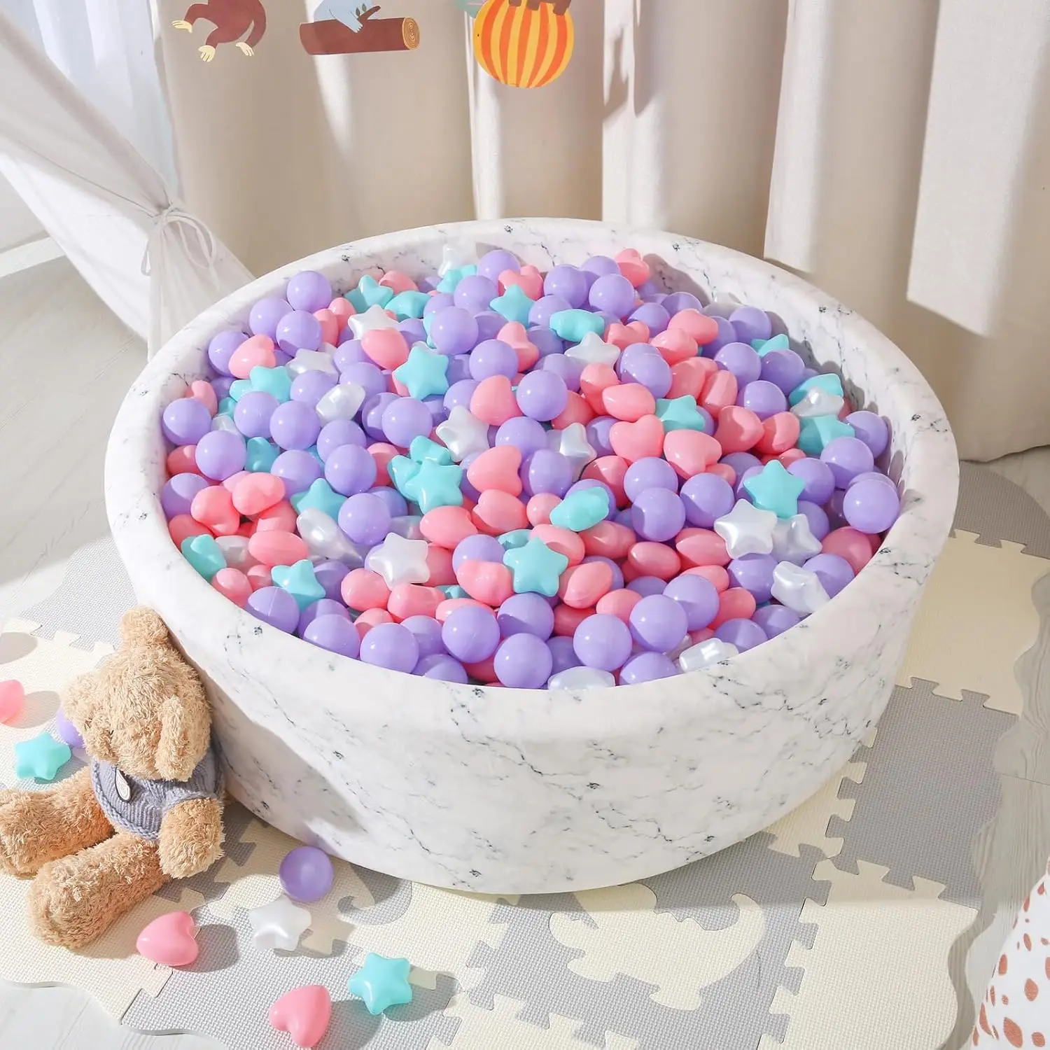 Star Ball Pit Ballen voor peuters -100 stuks Ftalaatvrij BPA-vrij Crush Proof Speelballen Speeltent Zwembad Speelhuisje Kinderbox Party B