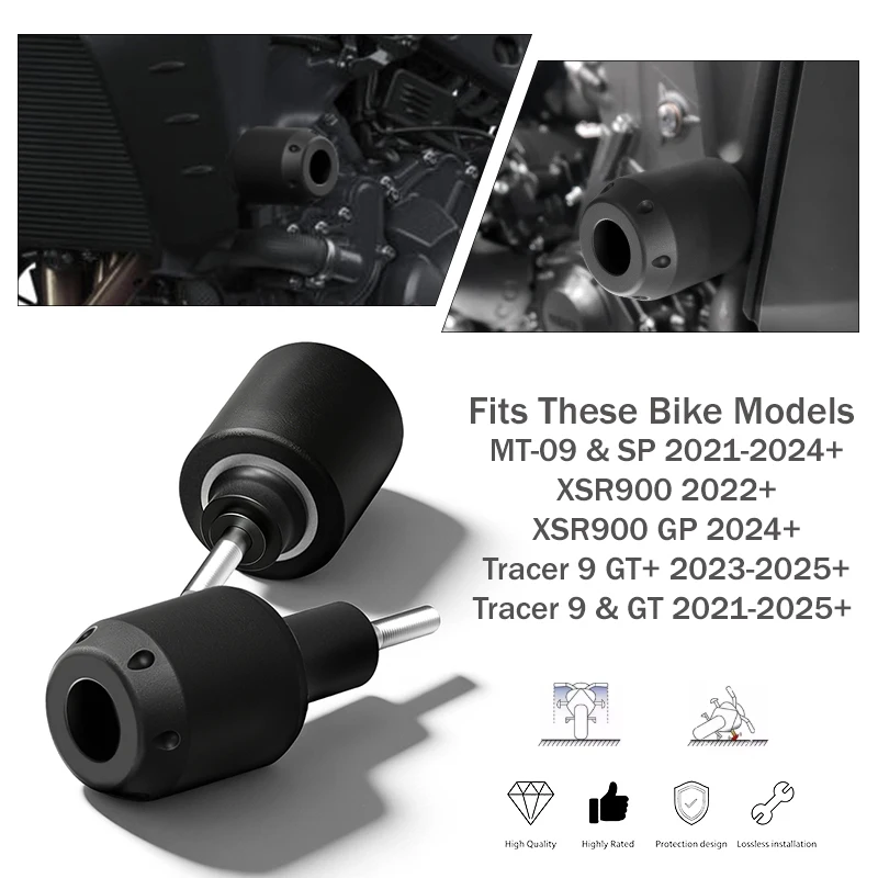 MT-09 & SP 2021-2024+ Frame Anti Crash Protector Slider For YAMAHA XSR900/GP 2024+ Crash Mushrooms Fairing Protection Crash Pad