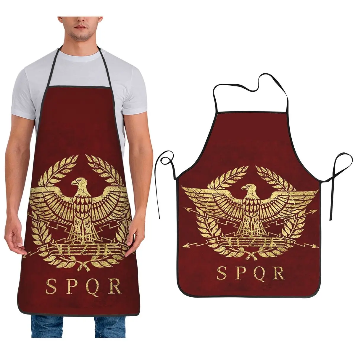 

Rome SPQR Roman Aprons Chef Cooking Baking Tablier Sleeveless Bib Kitchen Cleaning Pinafore for Women Men Painting