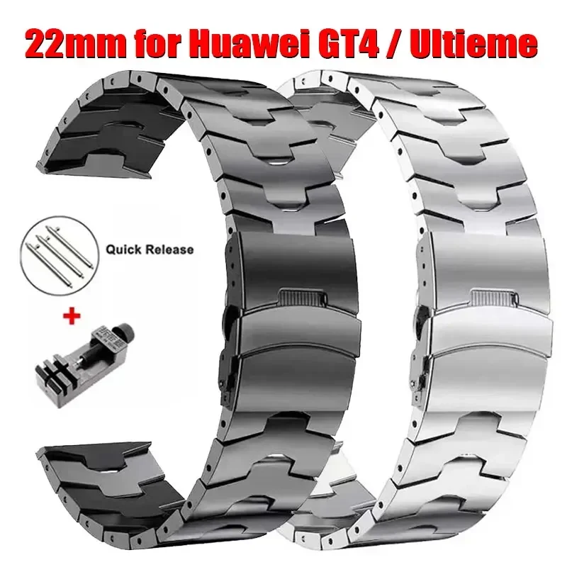 Pop 22mm Luxury Titanium Metal Strap For Huawei Watch GT4/4Pro GT2 GT3 Pro 46mm Steel Band For Samsung Watch 3 45mm S3 Ultimate