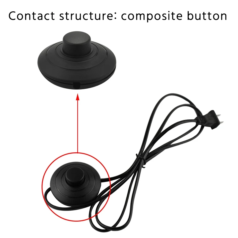 1Pcs Black In-Line Lamp Foot Switch Push Power Pedal Light Footswitch