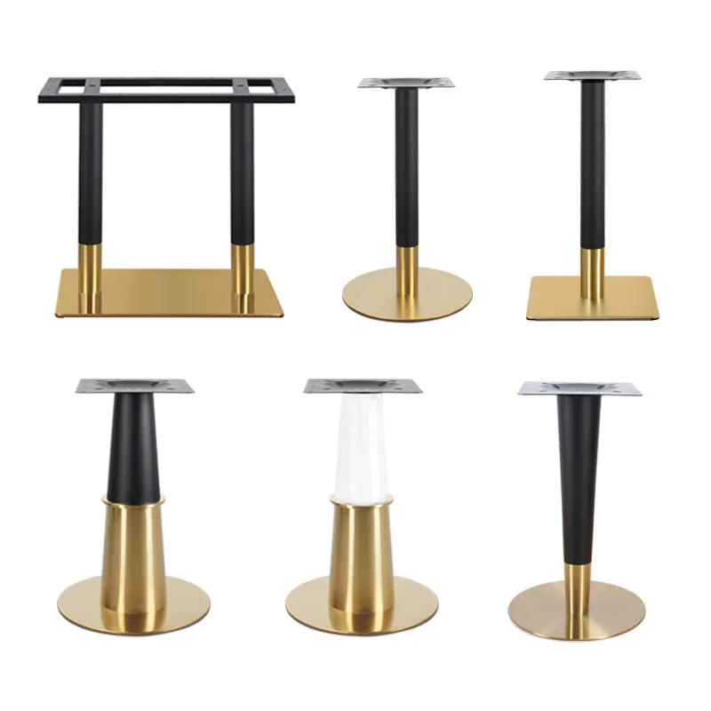 

Western restaurant coffee shop simple dining table stainless steel gold-plated table legs Nordic light luxury dining table foot