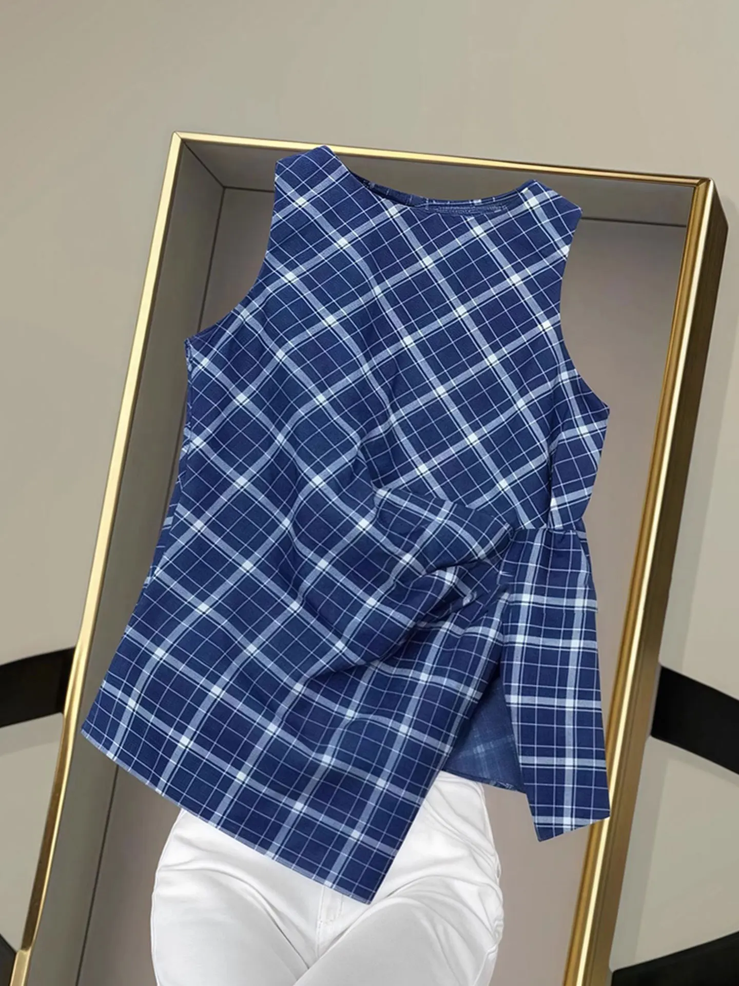 

Женская летняя блузка в корейском стиле с плиссировкой, цветными блоками и отложным воротником, повседневная одежда