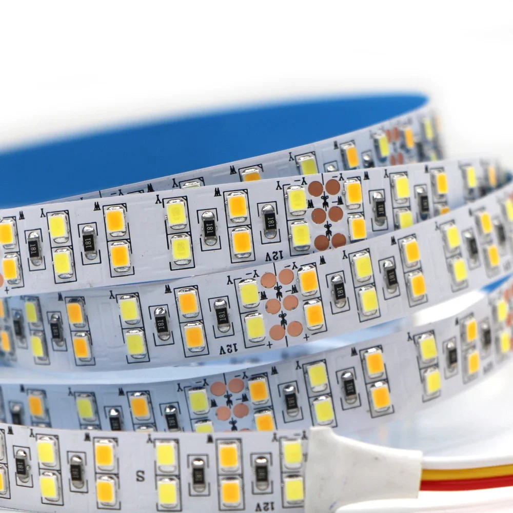 

5m Bright LED Flexible Strip CCT Dual Color Double Row 2700K+6500K 3000k 4000k 6000k 336leds/M 20w/m 12V 24V Cabinet Ceilling