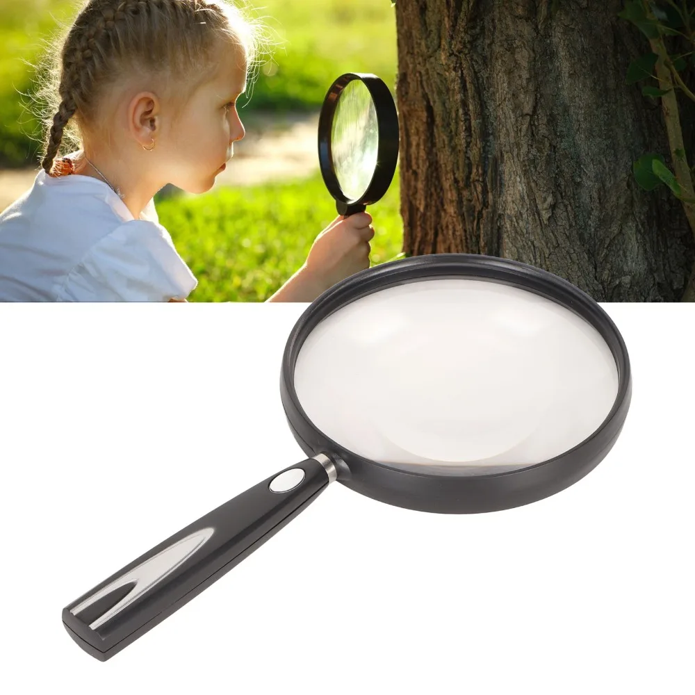 

1.5X Magnification Handheld Magnifying Glass Non-Slip Handle ABS Plastic Magnifying Glass Black Magnifier Seniors Reading