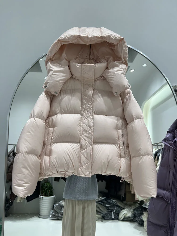 2024 Winter New Korean Down Jacket Women\'s Lightweight Loose Breadm White Duck Down Coat Trendy