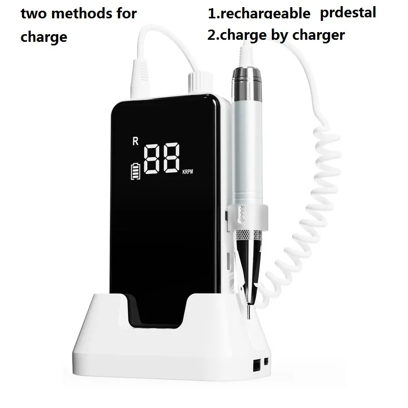 Taladro para limar uñas, portátil, recargable, sin escobillas, 40000rpm, fuerte, eléctrico, diseño de Gel Efile, suministro de pedicura y manicura