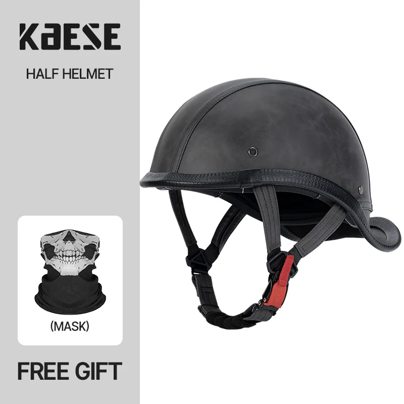 New Unisex Gray Leather Electric Bicycle Helmet Baseball Cap Lightweight Safety Cap Half Helmet All Season