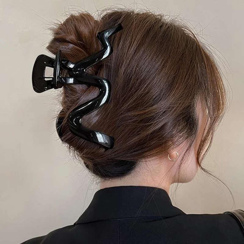 Pinzas para el pelo de onda grande para mujer, horquilla acrílica, pinza para el pelo, accesorios para el cabello, sombreros de moda para niñas, 4 colores, 12,5 cm