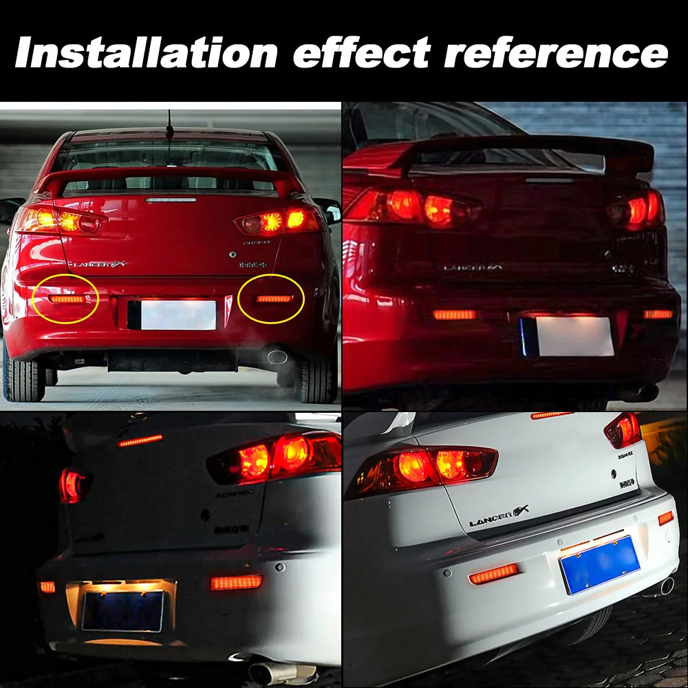 

2PCS For Mitsubishi Lancer Evolution X Evo X 2008-2016 Outlander Sport RVR ASX 2011 2012 LED Bumper Reflector Tail Brake Lights